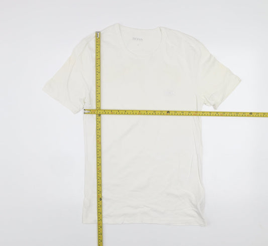 Hugo Boss Men's White Cotton Crew Neck Short Sleeve T-Shirt Size M