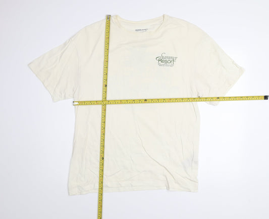 Jack & Jones Originals Men's Beige Summer Resort Graphic T-Shirt Size L