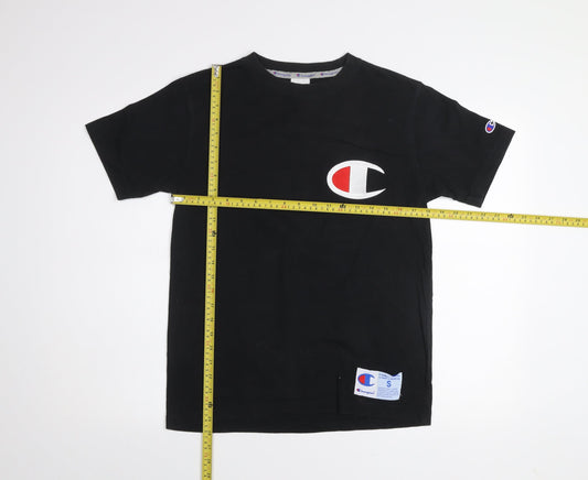 Champion Men's Black Small Crew Neck Short Sleeve Cotton T-Shirt