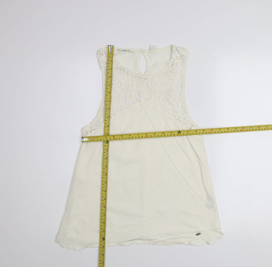 O'Neill Womens Ivory Crochet Cotton Sleeveless Tank Top Size 12