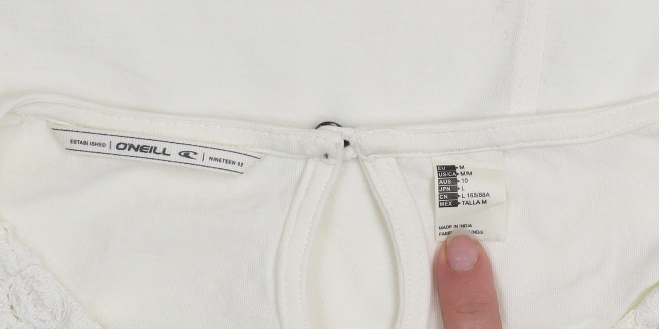 O'Neill Womens Ivory Crochet Cotton Sleeveless Tank Top Size 12