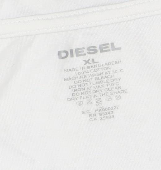 Diesel Men's White XL Cotton Crew Neck Short Sleeve T-Shirt
