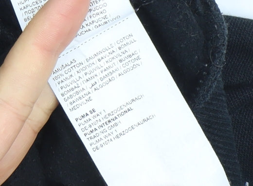 Puma Men's Black XS Pullover Hoodie with Red Logo