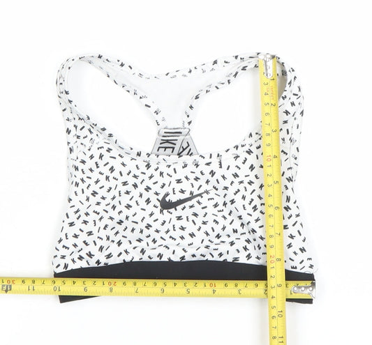 Nike Girls White Black Dri-FIT Sports Bra M Athletic Tank Top