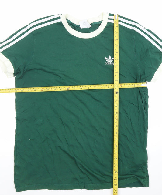 adidas Men's Green Short Sleeve Crew Neck Retro Sports T-Shirt Size M