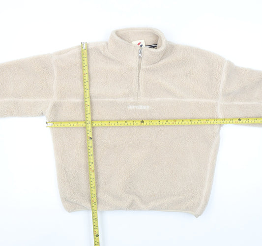 Superdry Women's Beige 1/4 Zip Fleece Pullover Sweatshirt UK 10