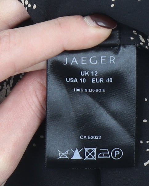 Jaeger Women’s Black Silk Ruffle Shift Dress Size 12