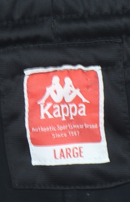 Kappa Mens Black Large Jogger Trousers with Logo Stripes