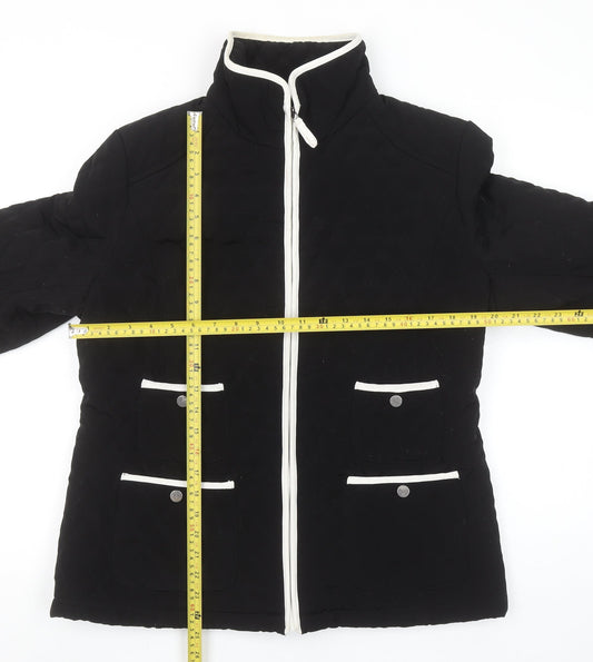 Gallery Women’s Black Quilted Mid-Length Jacket Size 14 Lined Zip Front
