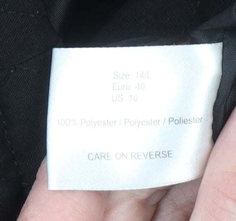 Additional view of Gallery Women’s Black Quilted Mid-Length Jacket, size UK 14, Lined Zip Front