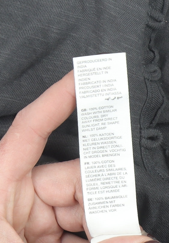 FatFace Women's Grey Organic Cotton Henley 3/4 Sleeve T-Shirt UK 12