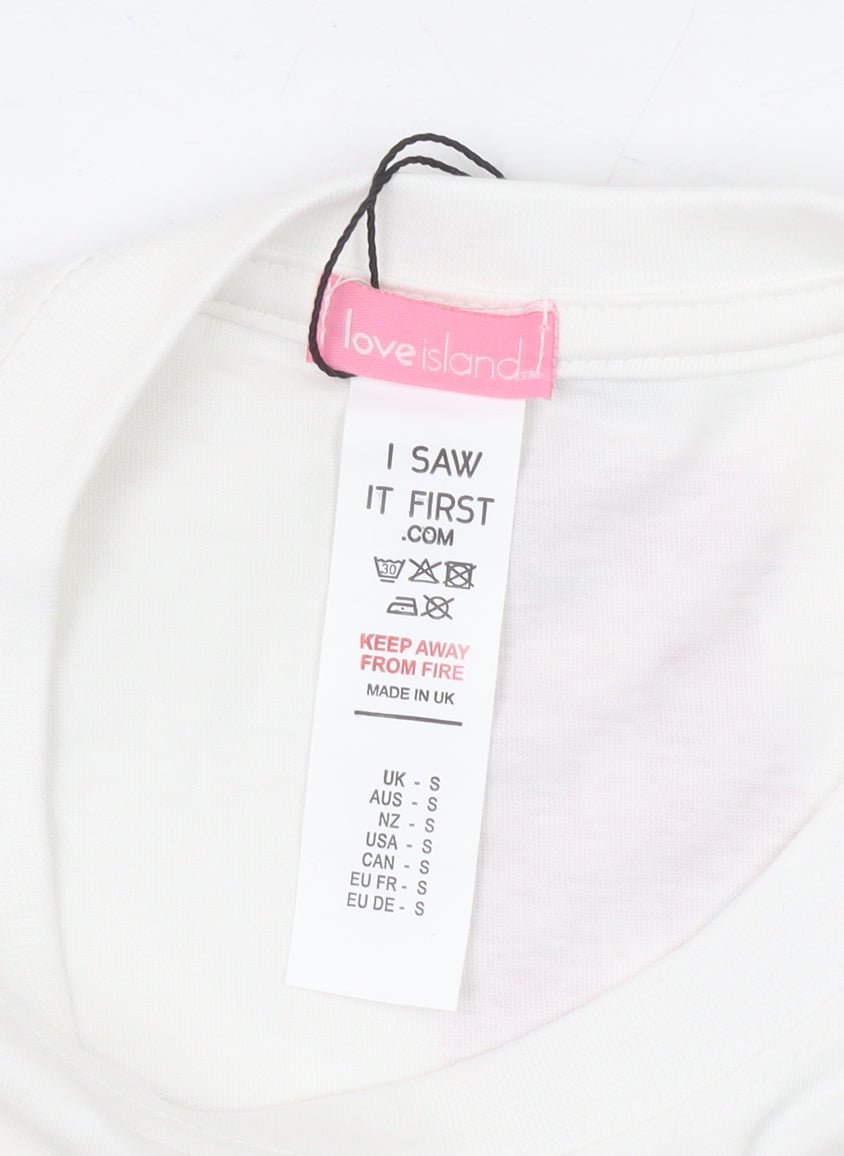Additional view of I Saw It First Love Island White Cotton Women’s T-Shirt, size S