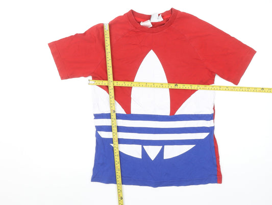 Adidas Boys Red Blue Trefoil Logo Short Sleeve T-Shirt 12-13 Years