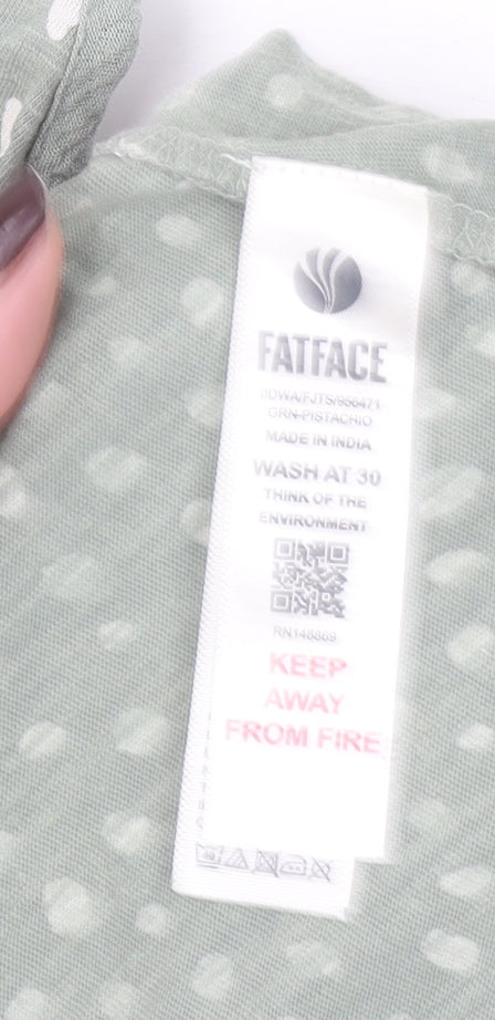 FatFace Women's Green Polka Dot Crochet Trim Tank Top UK 12