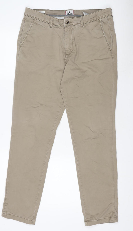 Jack & Jones Men's Beige Chino Trousers Size 30 Regular Fit