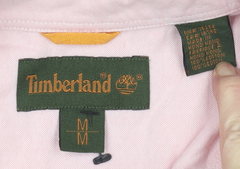 Timberland Men Pink Short Sleeve Button-Up Cotton Shirt M