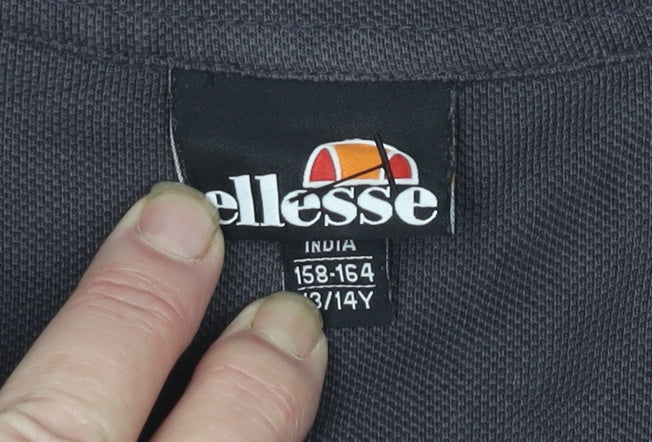 Ellesse Boys Black 13-14 Years Button-Up Collared Casual Shirt