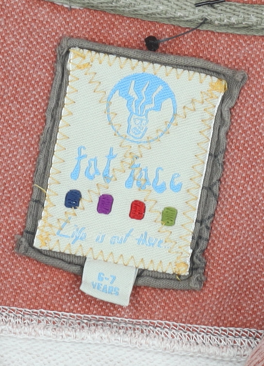 Fat Face Girls Pink 1/4 Zip Cotton Track Jacket 6-7 Years