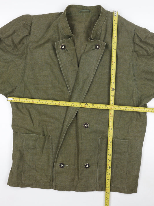 Qualitätsarbeit Women’s Green Military Jacket Size 10 Cotton Linen Belted