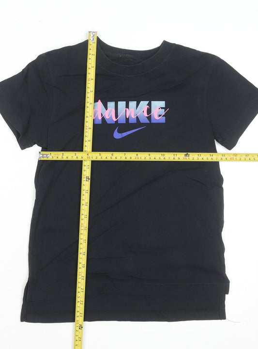 Nike Girls Black Dance Graphic T-Shirt Size 146cm M