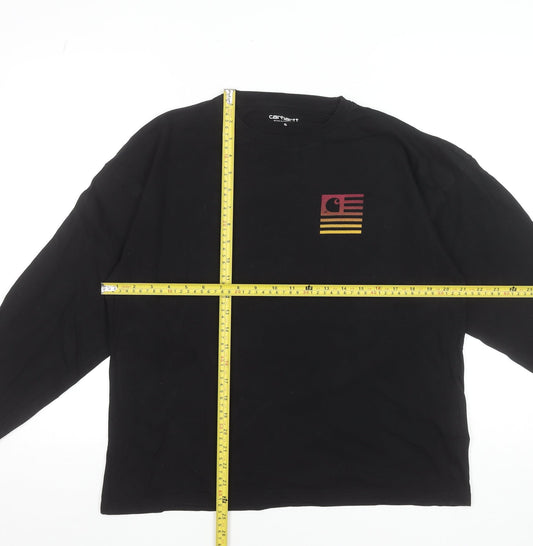 Carhartt WIP Womens Black Long Sleeve Cotton Graphic T-Shirt Size S