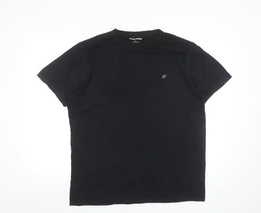 Mens UK Size XL JACK & JONES Black Cotton T-Shirt