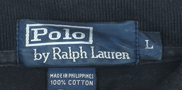 Ralph Lauren Men's Black Cotton Polo Shirt Size L Classic Fit