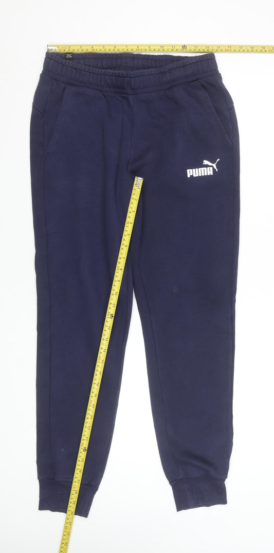 Puma Men's Blue Joggers M Fleece Sweatpants Elastic Waist