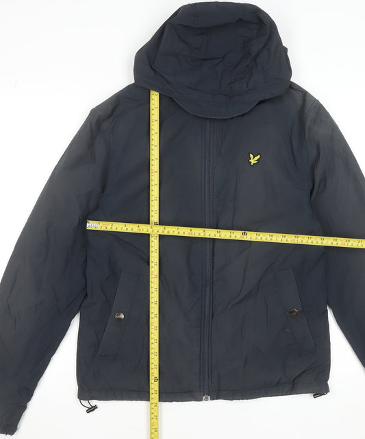 Lyle & Scott Men's Blue Hooded Windbreaker Jacket Size S
