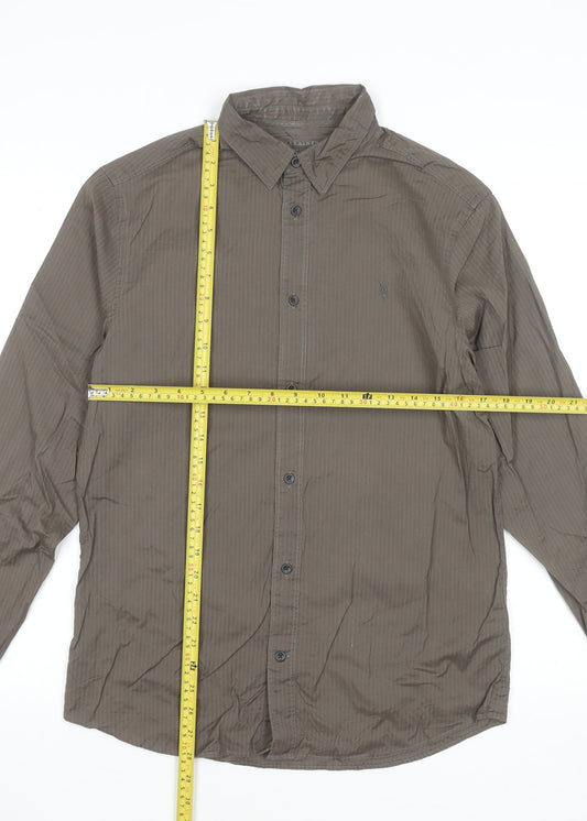 AllSaints Men's Brown Slim Fit Long Sleeve Button-Up Shirt Size S
