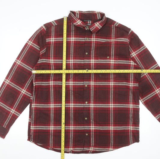 Craghoppers Men's Red Plaid Button-Up Flannel Shirt XL