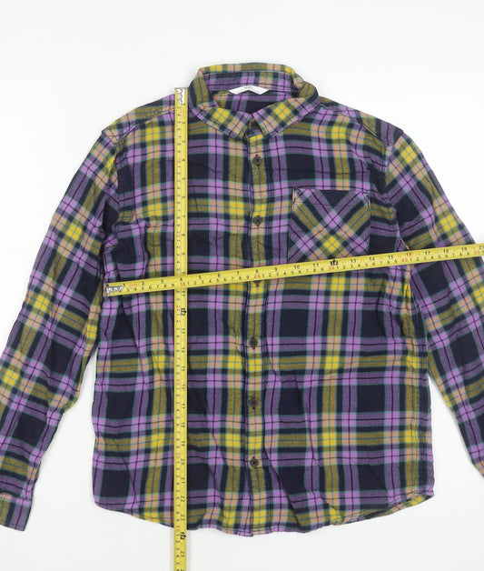 Marks and Spencer Girls Multicoloured Plaid Cotton Flannel Shirt 13 Years