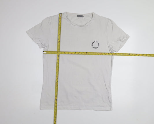Calvin Klein Jeans White Crew Neck Cotton T-Shirt Men L Regular Fit
