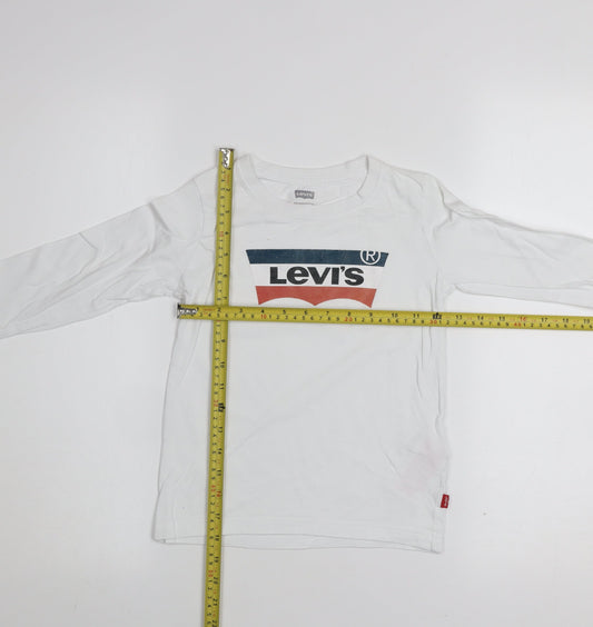 Levi's Boys White Long Sleeve Logo Cotton T-Shirt 6 Years