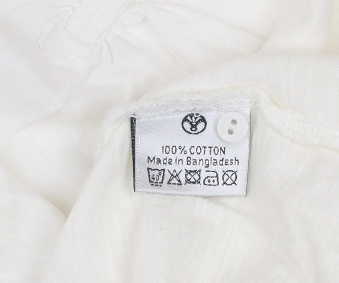 Fat Face Women's Ivory Size 18 Cotton Short Sleeve Button T-Shirt