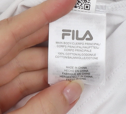 FILA Men's White 2XL Logo Graphic Short Sleeve Cotton T-Shirt