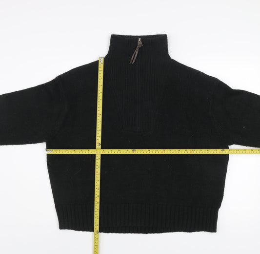 Superdry Womens Black Size 10 High Neck 1/4 Zip Knit Jumper
