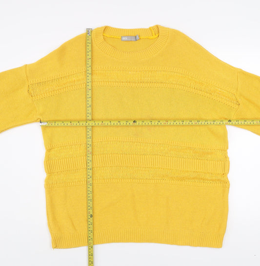 ASOS Women Yellow Knit Jumper UK 10 Crew Neck Relaxed Fit