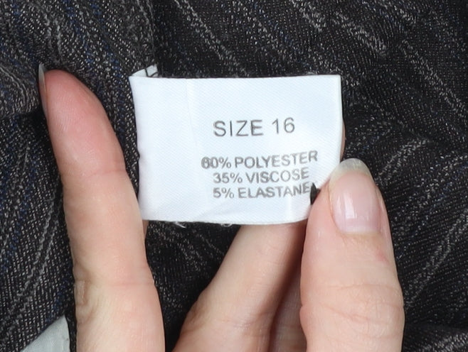 Additional view of Amaranto Women’s Brown Pinstripe Cropped Wide-Leg Trousers, size UK 16