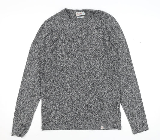 Jack & Jones Men's Grey Cotton Knit Crew Neck Jumper Size M