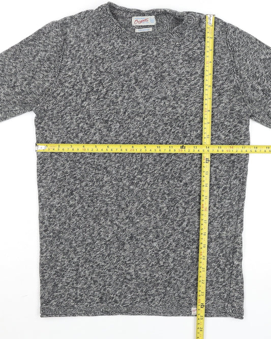 Jack & Jones Men's Grey Cotton Knit Crew Neck Jumper Size M