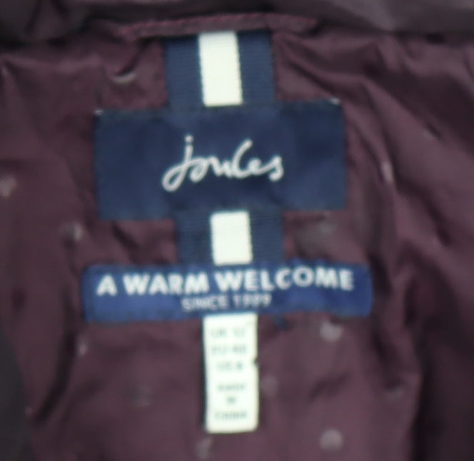 Joules Women’s Purple Quilted Puffer Coat Size 12 Lightweight Zip Jacket