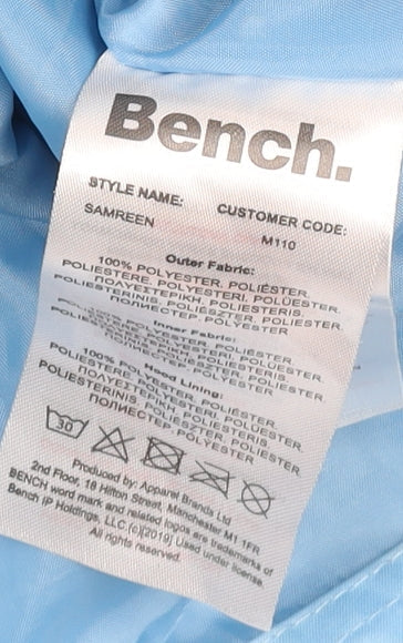 Bench Womens Blue Hooded Windbreaker Jacket Size 14 Lined Zip Casual