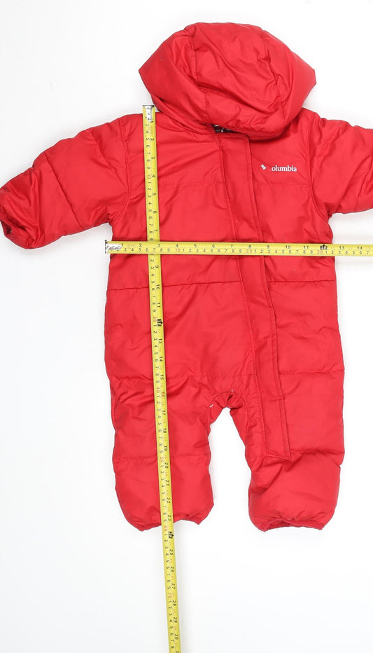 Columbia Unisex Baby Red Puffer Snowsuit 3-6 Months Hooded Winter Down