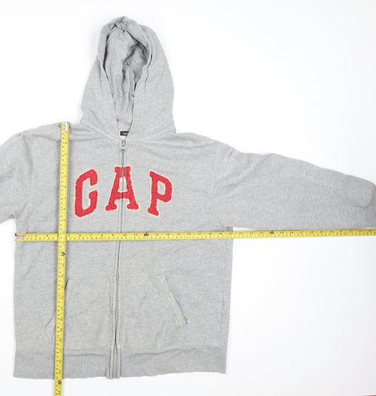 GAP Kids Boys Grey Full Zip Hooded Fleece Jacket Size 13 Years