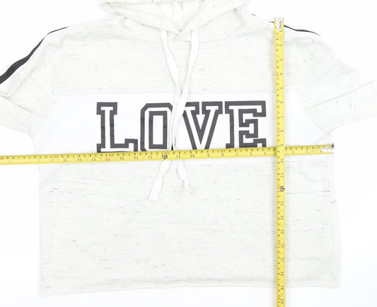Hollis Women White Pullover Hoodie LOVE Graphic Size M