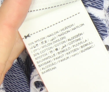 Superdry Women Blue Floral Lace Short Sleeve T-Shirt M