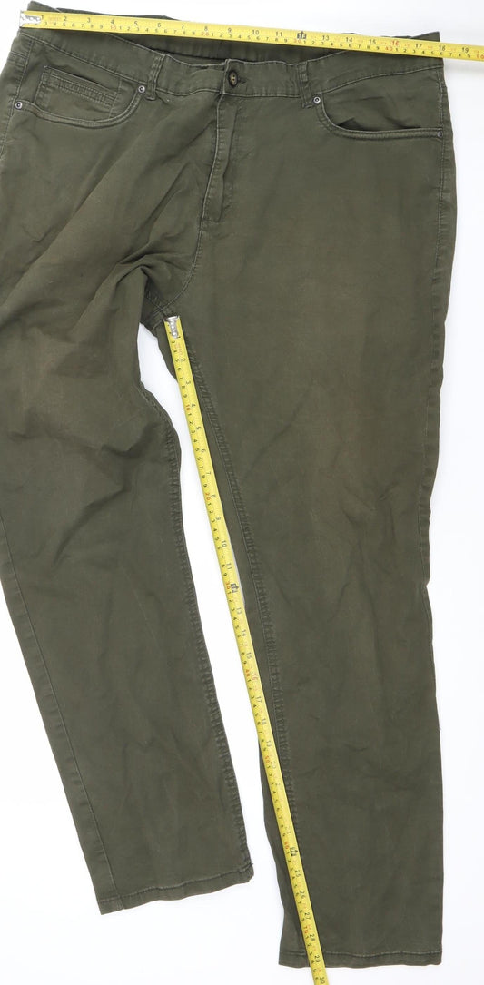 Max Men's Green Slim Fit 5-Pocket Chino Trousers Size 40