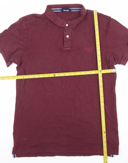 Superdry Men's Red XL Polo Shirt Premium Cotton Short Sleeve