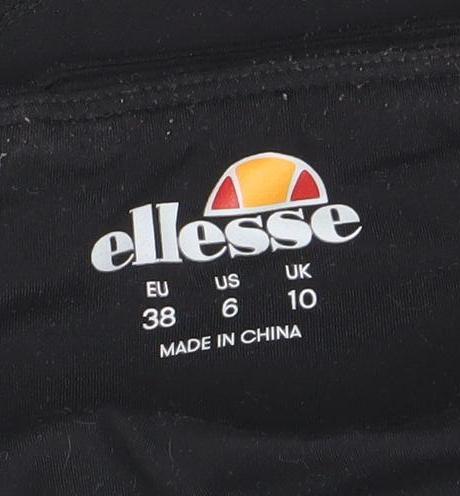 Brand and care label for Ellesse Women Black, size 10, Leggings Stretch Athletic Trousers